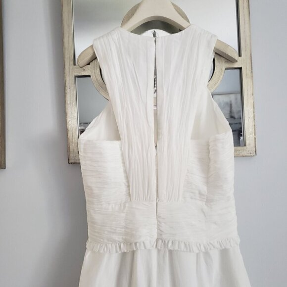 NWT REISS 6 White Gauzy Ruched Front Feminine Flirty Bridal After Party Dress - Picture 7 of 17
